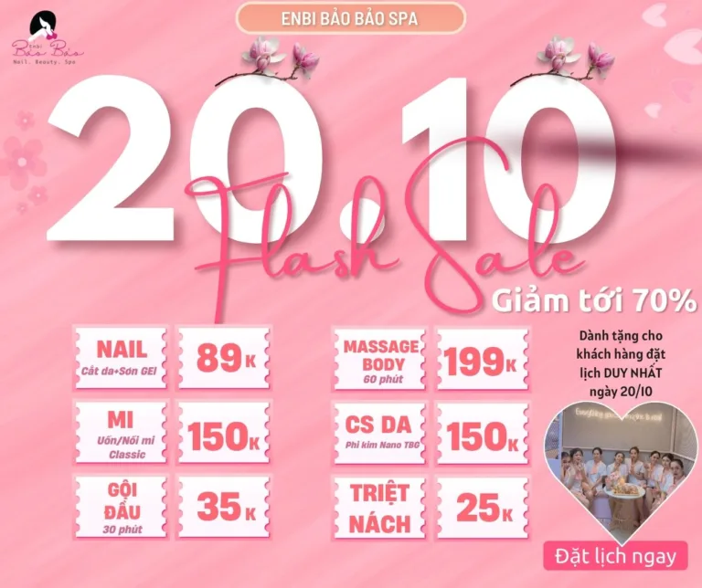 Flash sale giam gia dich vu 20.10 Enbi Bao Bao Nail Spa
