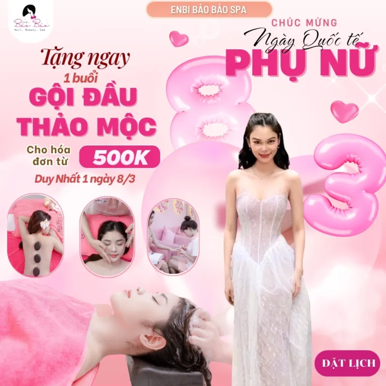 Khuyến mãi 8/3 tặng 1 buổi gội đầu thảo mộc cho đơn hàng từ 500K