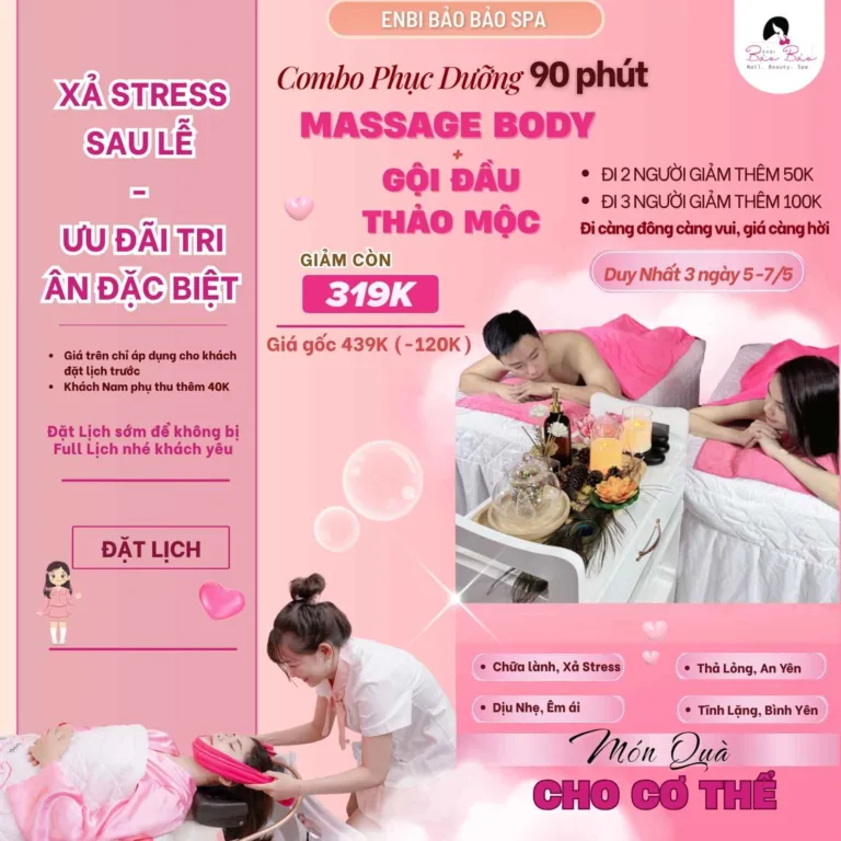 Ưu đãi combo massage gội tháng 5 2026 Enbi Bảo Bảo